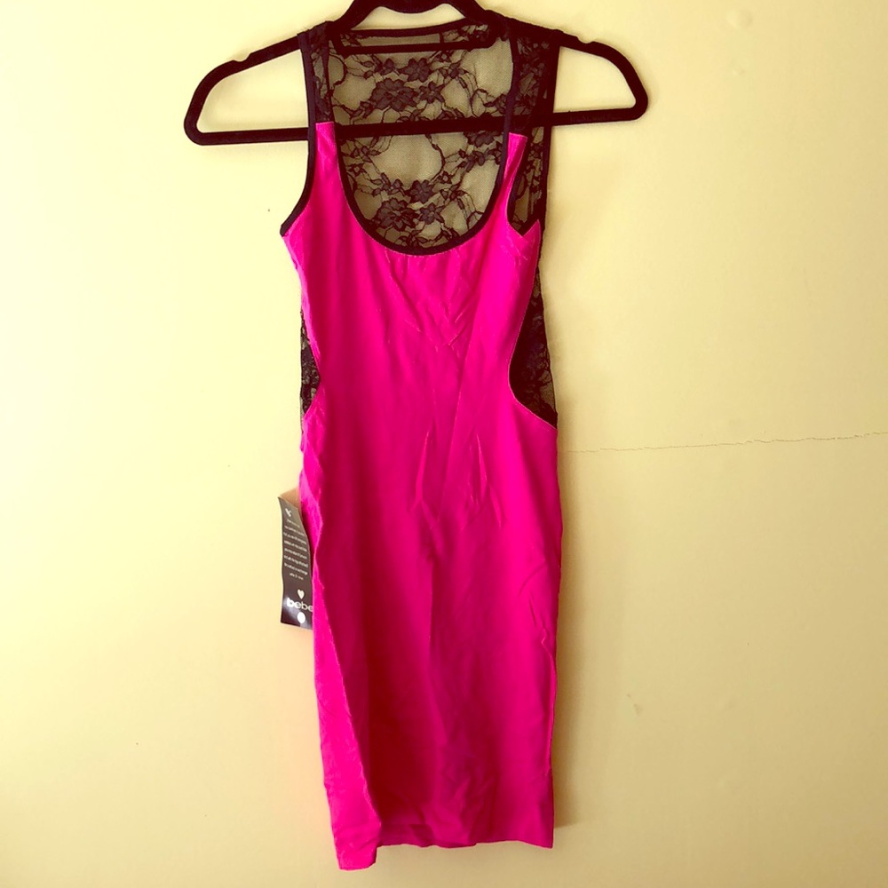 Pink dress with lace back by bebe